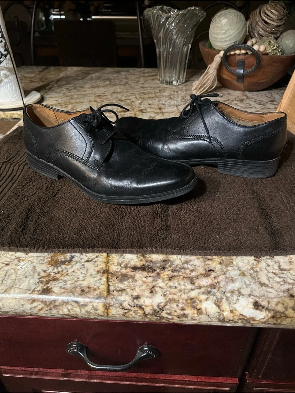 Bostonian Men’s Wurster Plain Black Leather Lace-Up Shoes c Flexlite Size 10